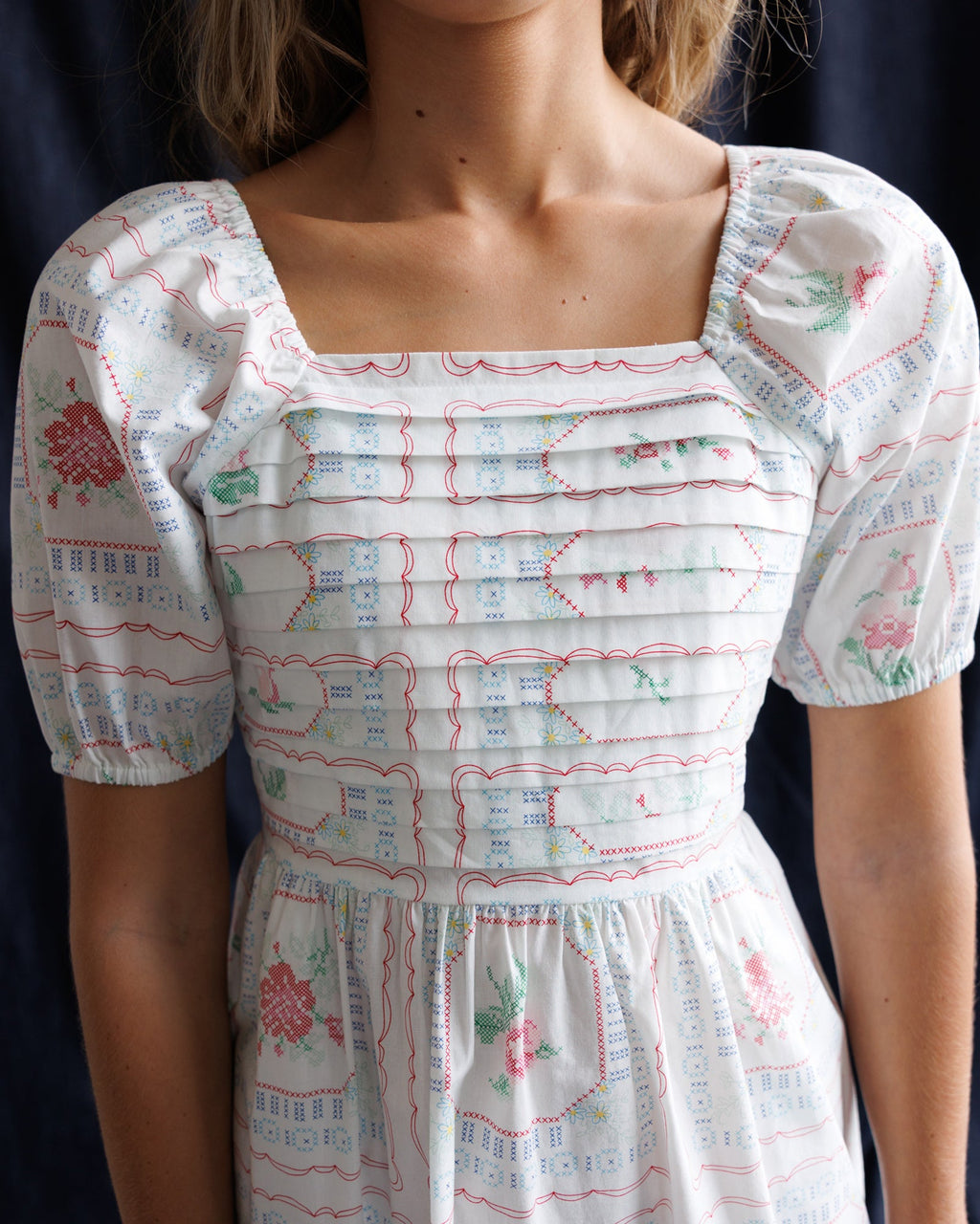 Cross Stitch Crochet Dress — Smocked Back Midi