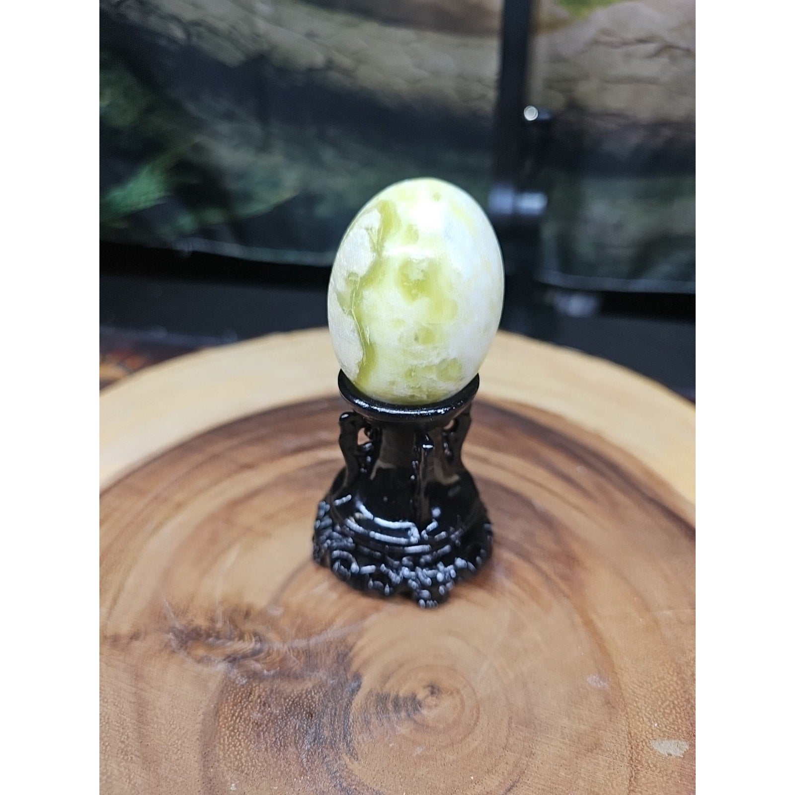 Lantian Jade Crystal Egg with Stand | Natural Polished Stone from China