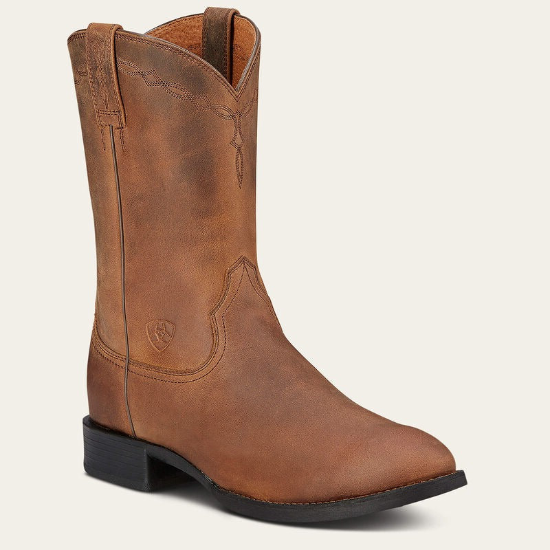 Ariat Men's Heritage Roper Western Boot – Distressed Brown Round Toe