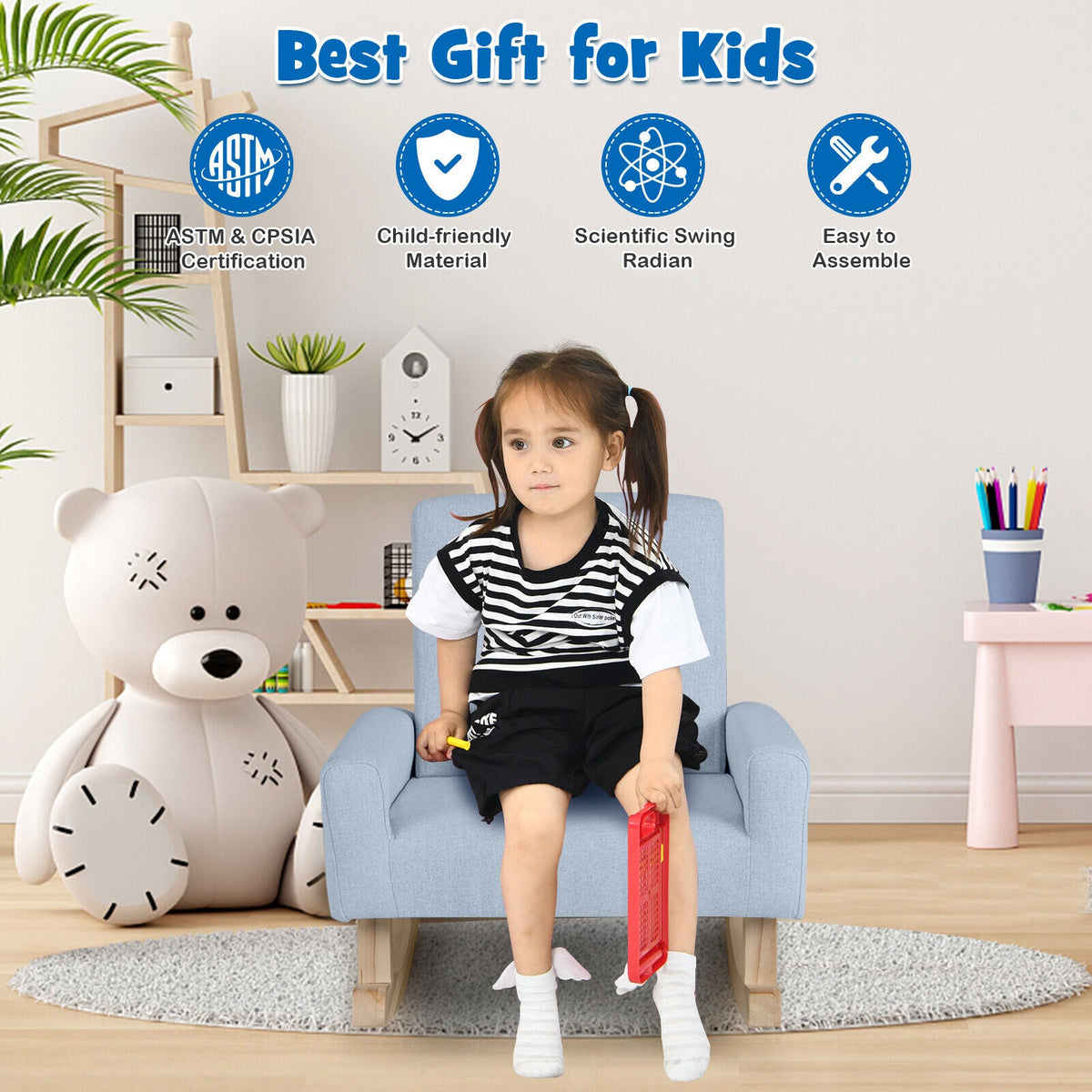 Kids Upholstered Rocking Chair
