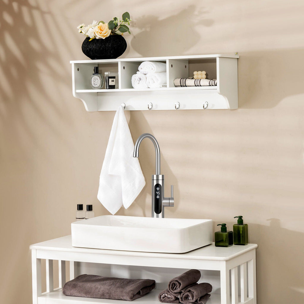 Wall-Mount Cubby Shelf with Hooks