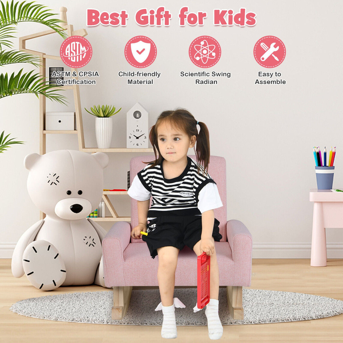 Kids Upholstered Rocking Chair