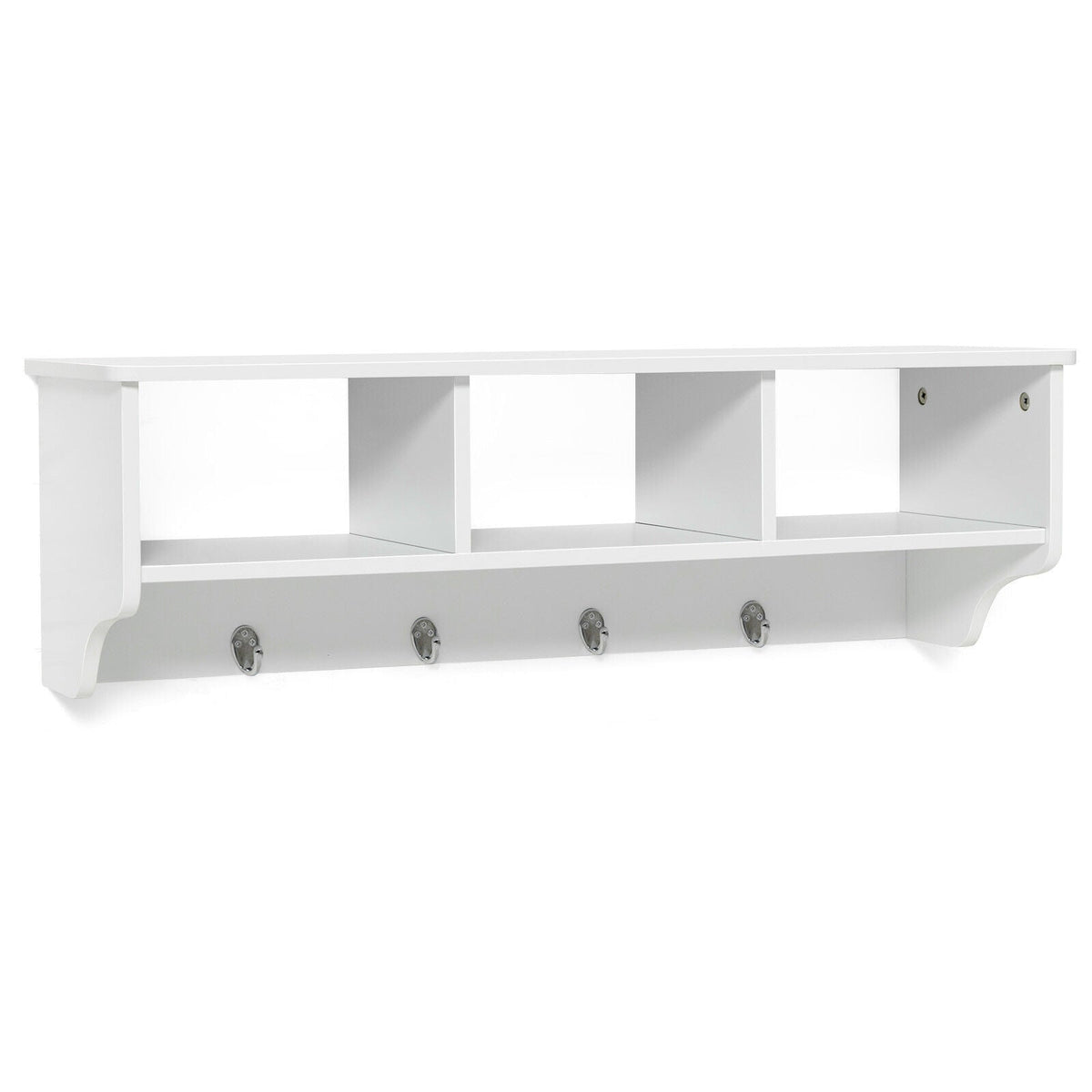 Wall-Mount Cubby Shelf with Hooks