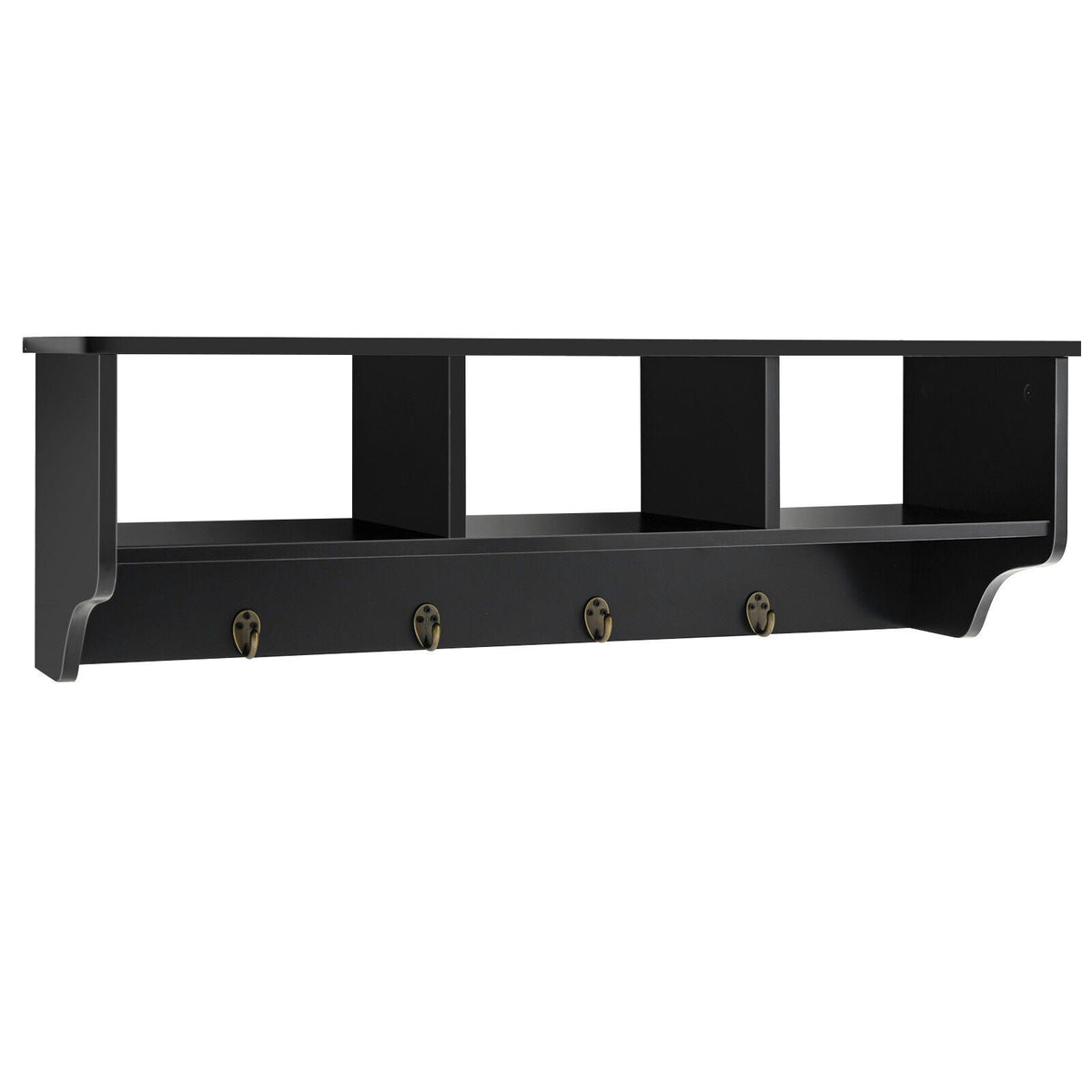 Wall-Mount Cubby Shelf with Hooks