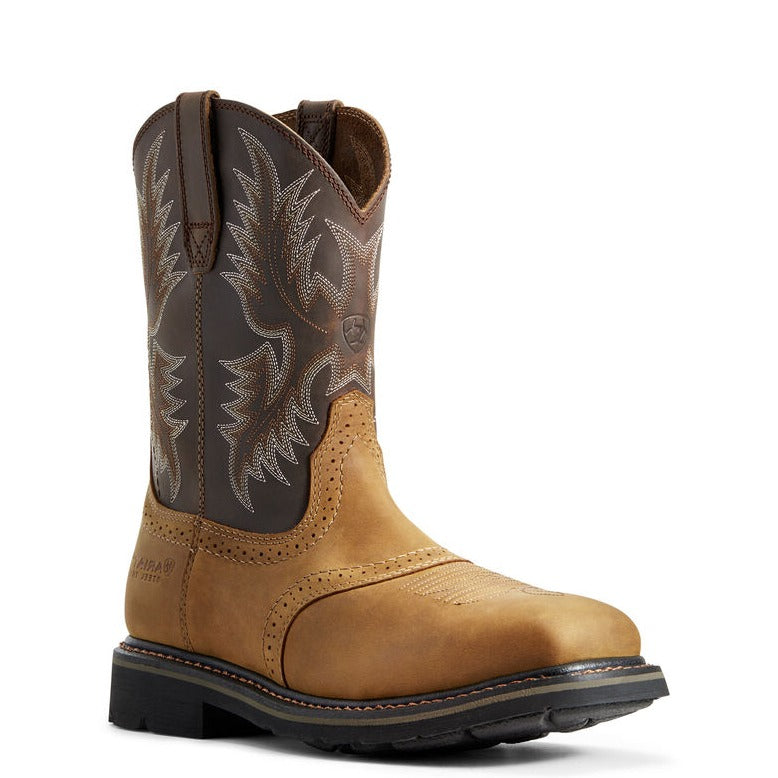 Ariat Men's Sierra Steel Toe Work Boot – Wide Square Toe, Aged Bark