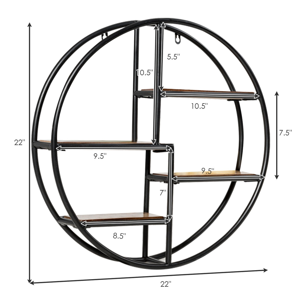 22" Circular 4-Tier Wall Shelf