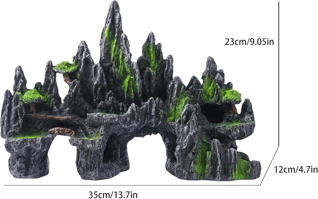 Large Aquarium Ornament – Mountain Cave, Tree House & Bridge | Fish Tank Décor