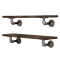PIPE DECOR 24 in. Trail Brown Live Edge Wood Shelf with L-Shaped Pipe Brackets (2-Pack)