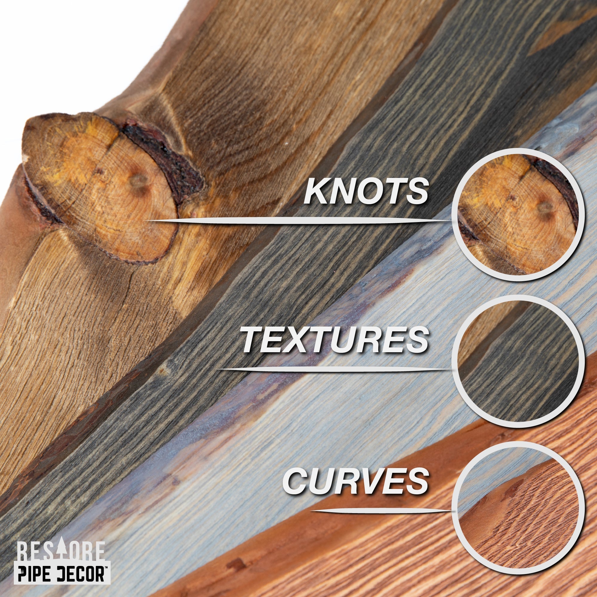 PIPE DECOR 24 in. Trail Brown Live Edge Wood Shelf with L-Shaped Pipe Brackets (2-Pack)