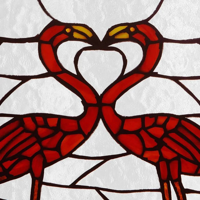 Pink Flamingos Stained Glass Window Panel