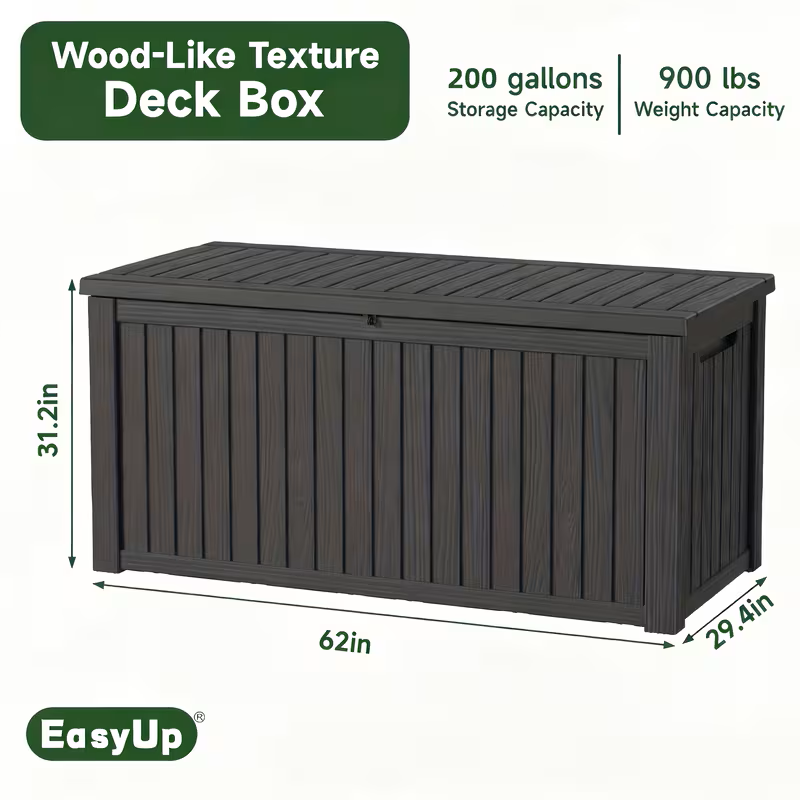 Heavy-Duty Outdoor Deck Box – Waterproof, Lockable Flip-Top Lid | 35 to 200 Gallon | Multiple Colors