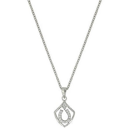 Montana Silversmiths Shielded in Horseshoes Necklace – Silver Shield & Clear Stone Pendant