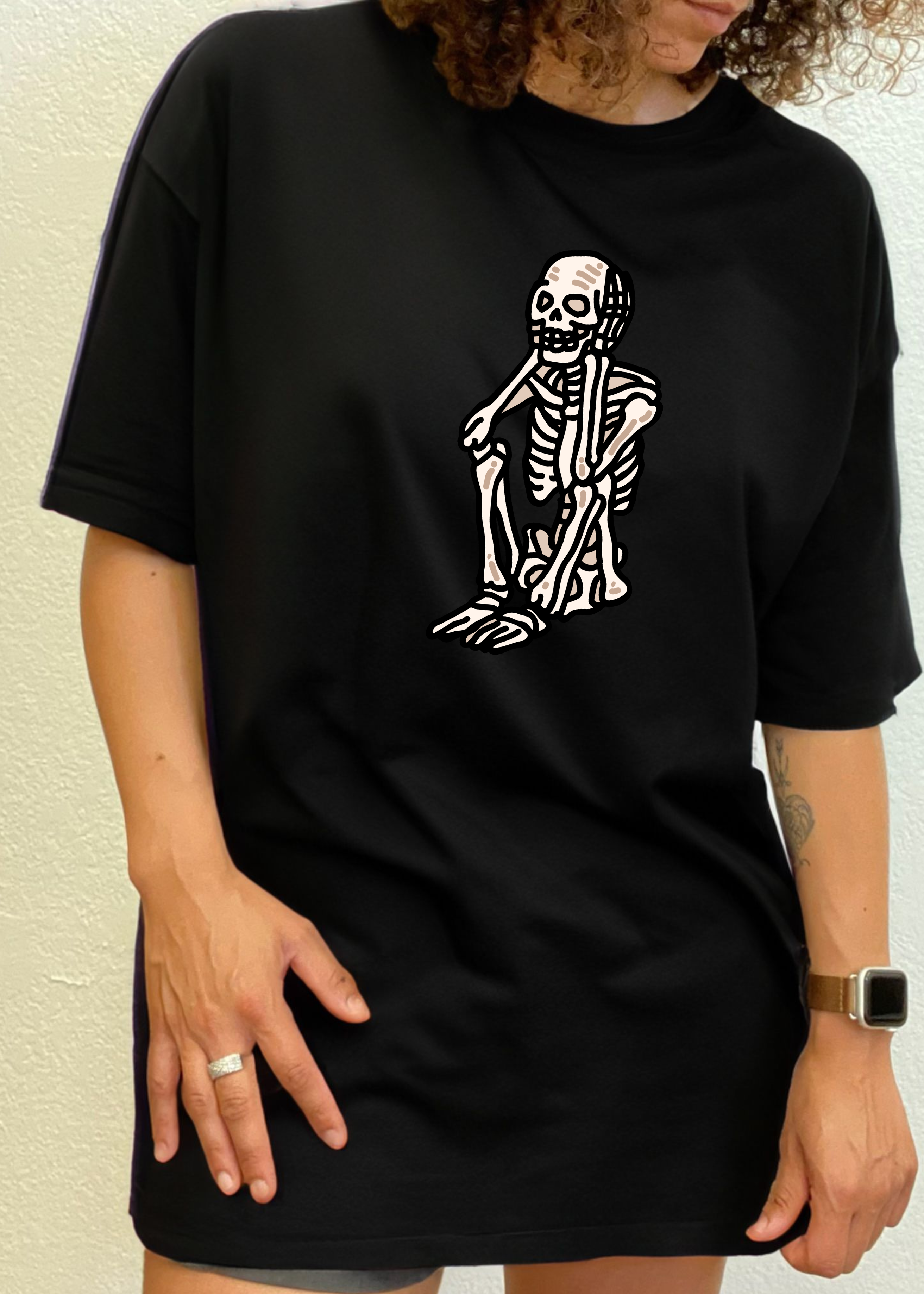 Sad Skeleton Halloween Unisex Bamboo Viscose & Organic Cotton Short Sleeve Graphic T-Shirt