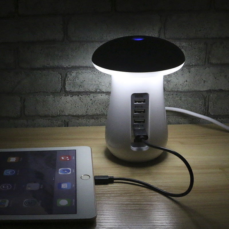 Mushroom LED Night Lamp + 5-Port USB Charging Station with Device Stand