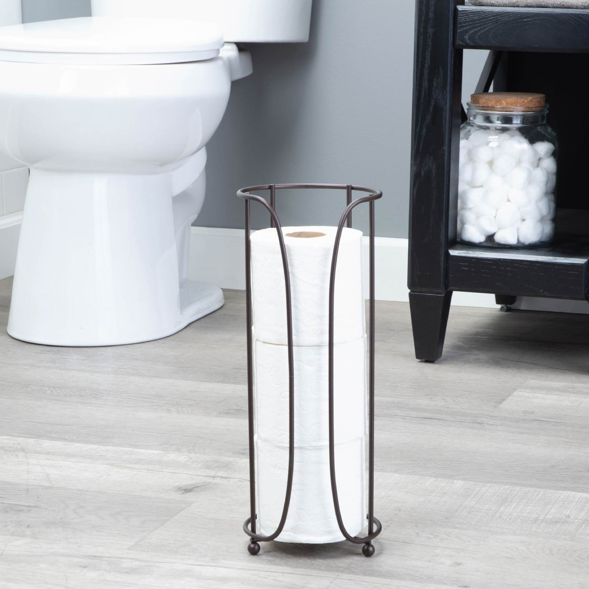 Freestanding Toilet Paper Holder in Oil-Rubbed Bronze — Holds 3 Standard Rolls