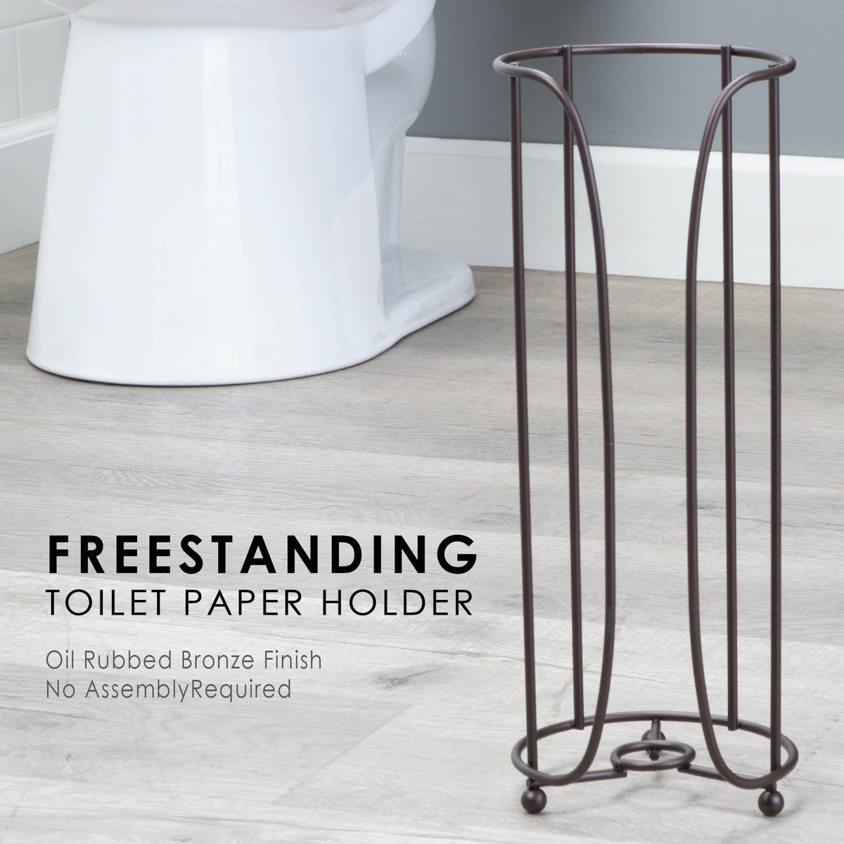 Freestanding Toilet Paper Holder in Oil-Rubbed Bronze — Holds 3 Standard Rolls
