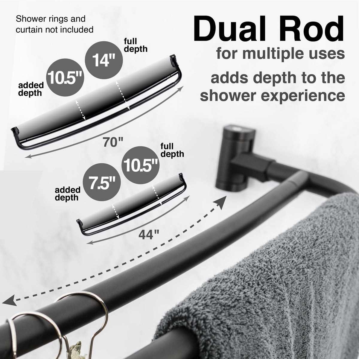 Double Curved Shower Rod