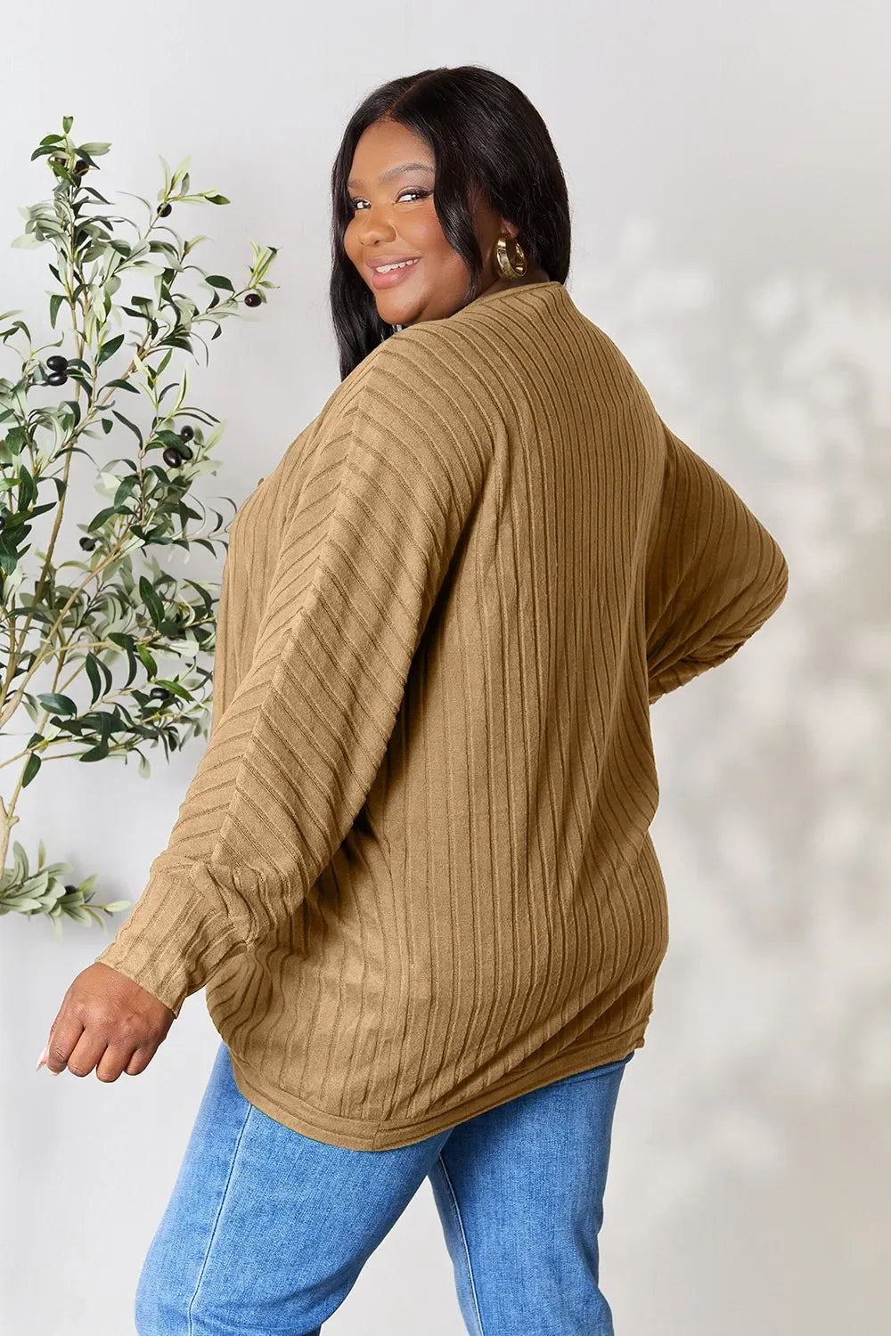 Basic Bae Ribbed Cocoon Cardigan