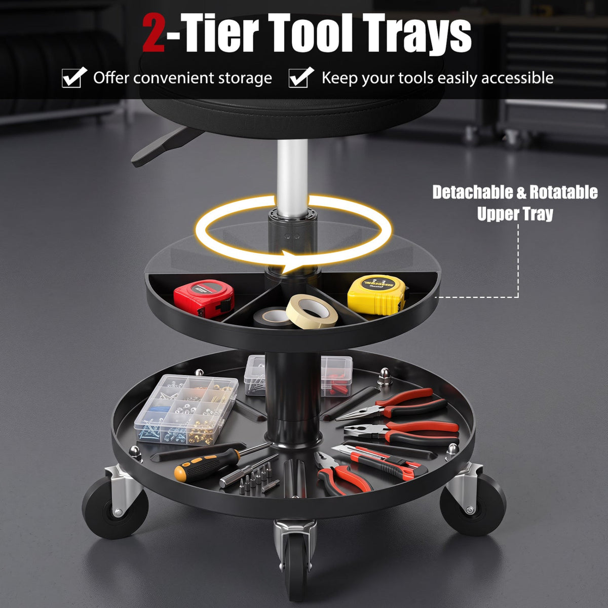 Adjustable Rolling Mechanic Stool