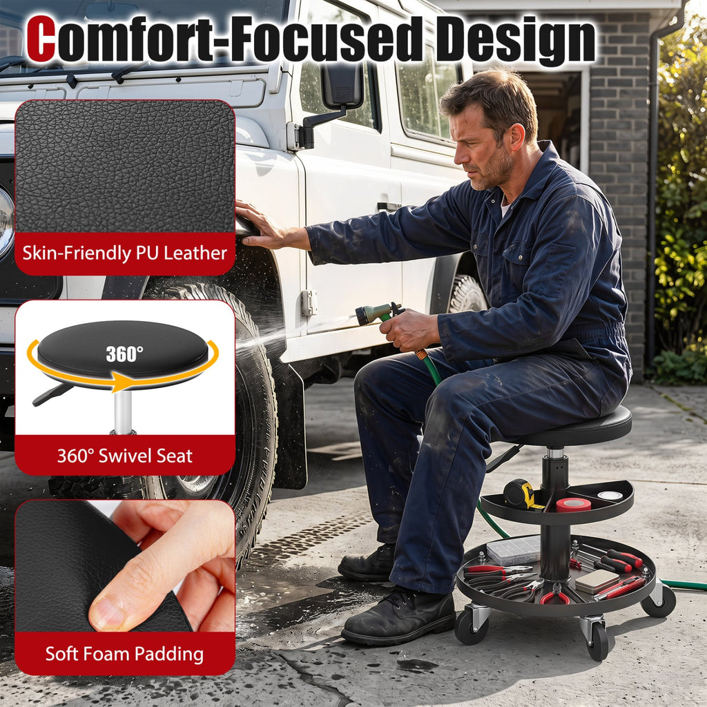 Adjustable Rolling Mechanic Stool