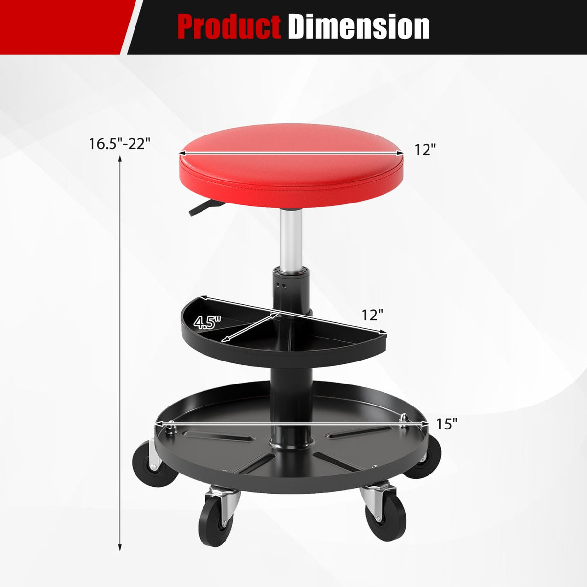 Adjustable Rolling Mechanic Stool