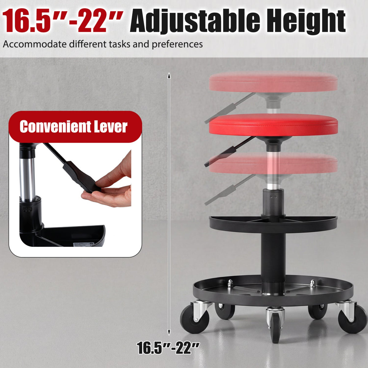 Adjustable Rolling Mechanic Stool