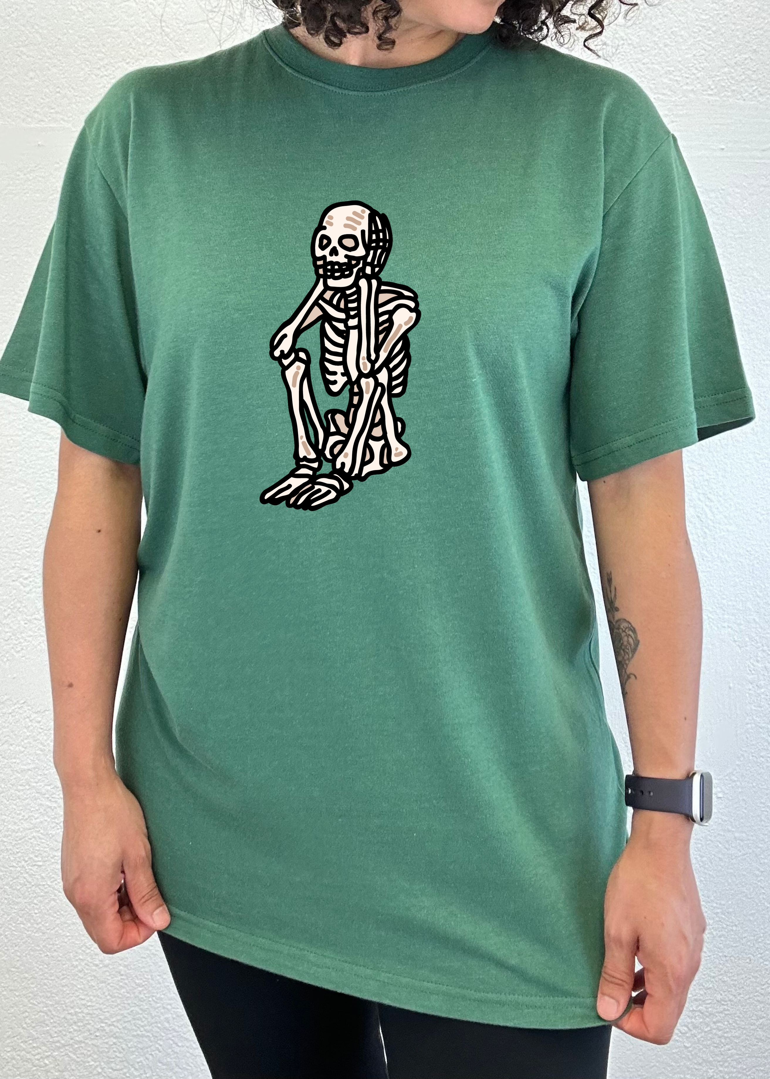 Sad Skeleton Halloween Unisex Bamboo Viscose & Organic Cotton Short Sleeve Graphic T-Shirt