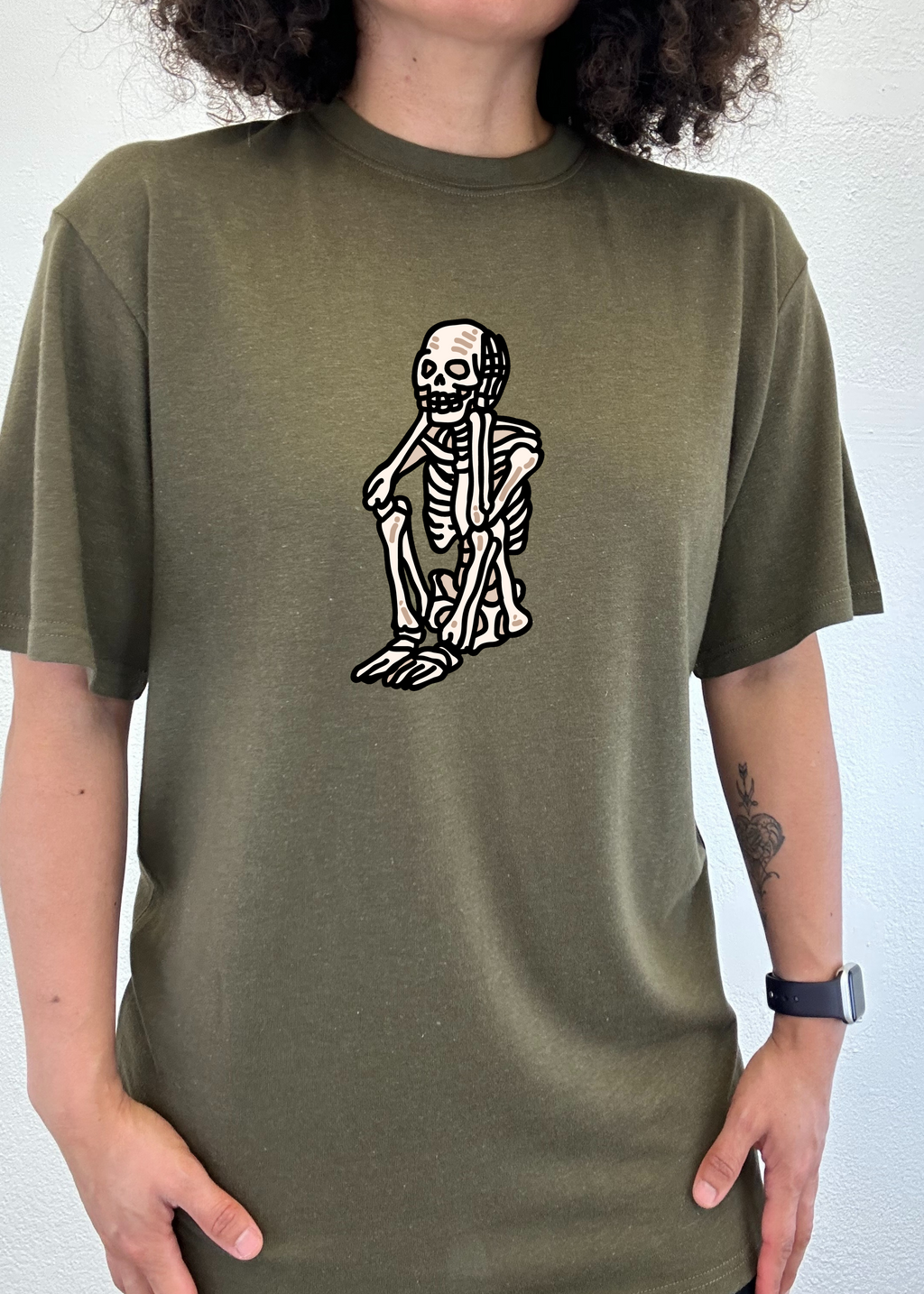 Sad Skeleton Halloween Unisex Bamboo Viscose & Organic Cotton Short Sleeve Graphic T-Shirt