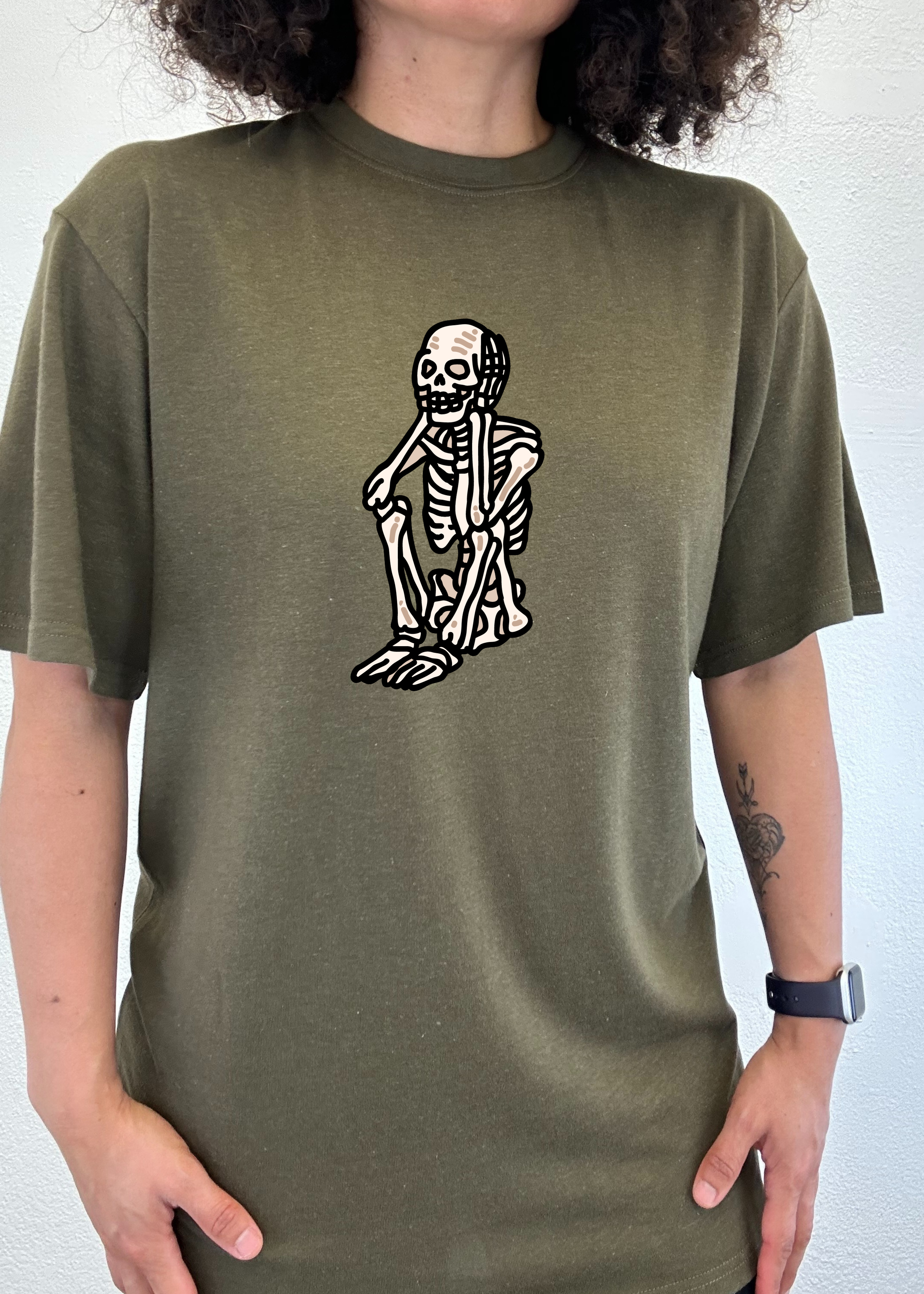 Sad Skeleton Halloween Unisex Bamboo Viscose & Organic Cotton Short Sleeve Graphic T-Shirt