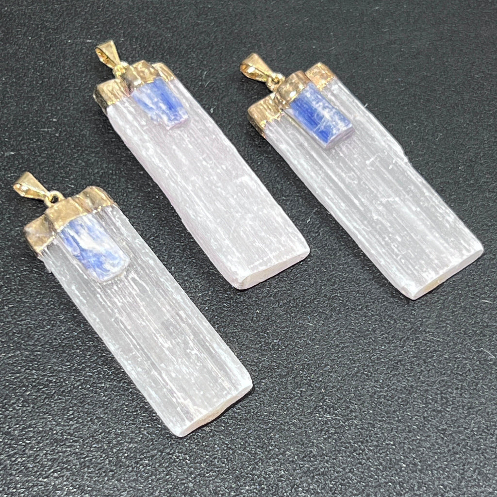 Selenite & Blue Kyanite Pendant