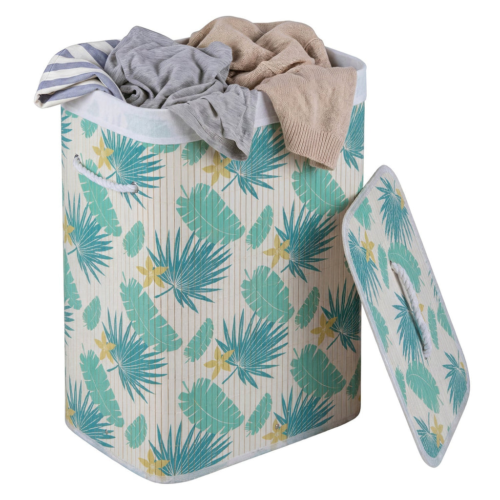 19-Gallon Bamboo Laundry Hamper with Lid & Removable Washable Liner
