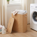 19-Gallon Bamboo Laundry Hamper with Lid & Removable Washable Liner