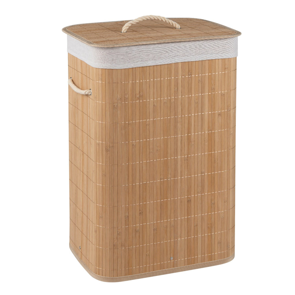 19-Gallon Bamboo Laundry Hamper with Lid & Removable Washable Liner