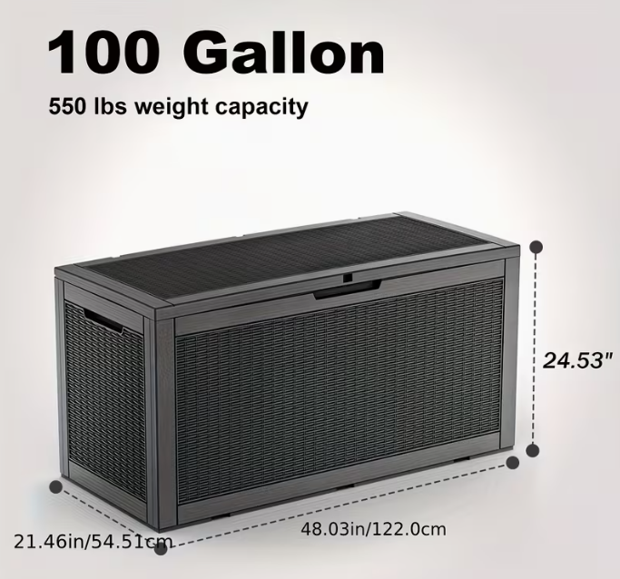 Heavy-Duty Outdoor Deck Box – Waterproof, Lockable Flip-Top Lid | 35 to 200 Gallon | Multiple Colors