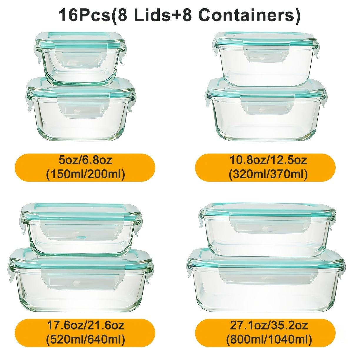 16-Piece Glass Food Storage Set