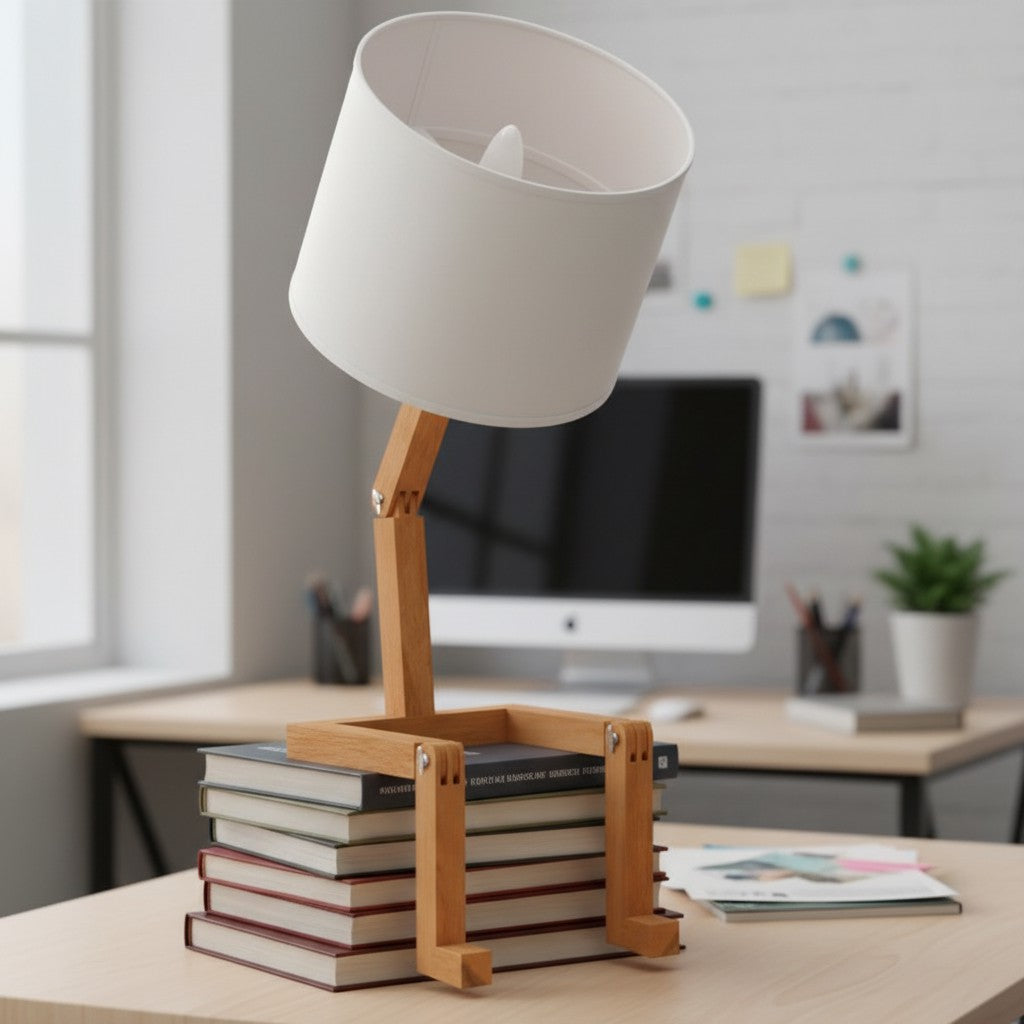 Foldable Shape-Changing Wooden Desk Lamp – Creative Ambient Light for Bedroom, Study & Living Room