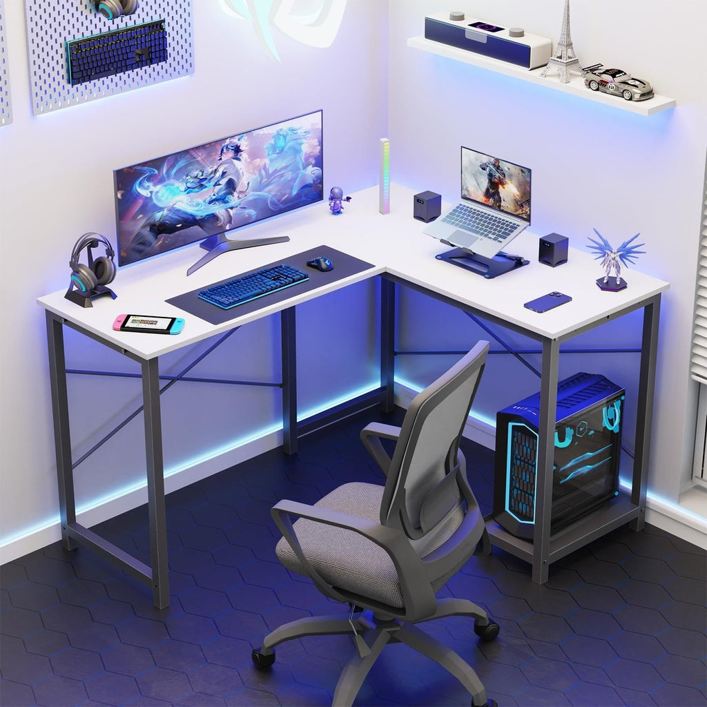 L-Shaped Corner Desk – 50" x 43", X-Brace Frame, Cloth Storage Bag, Reversible CPU Shelf | Home Office & Gaming