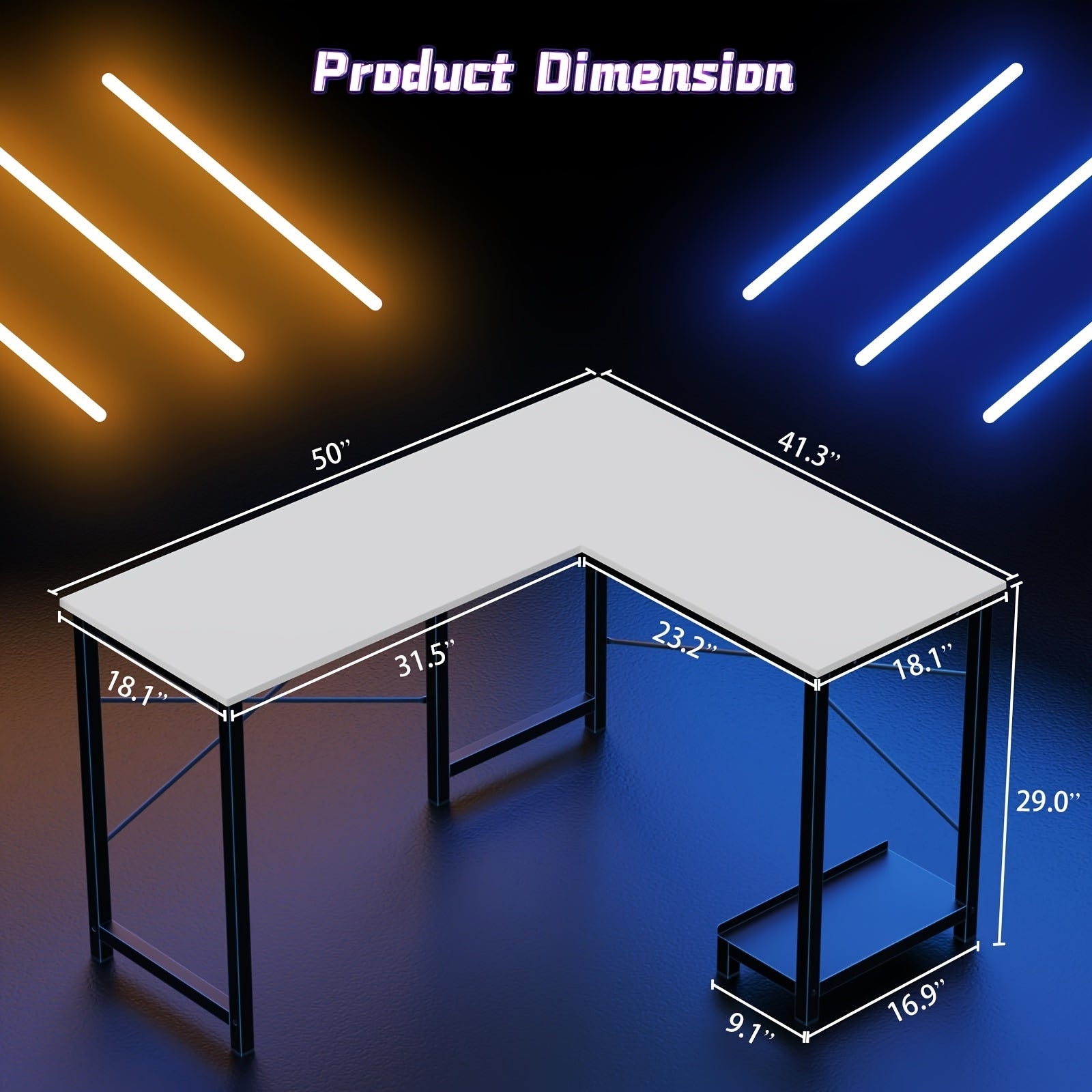 L-Shaped Corner Desk – 50" x 43", X-Brace Frame, Cloth Storage Bag, Reversible CPU Shelf | Home Office & Gaming