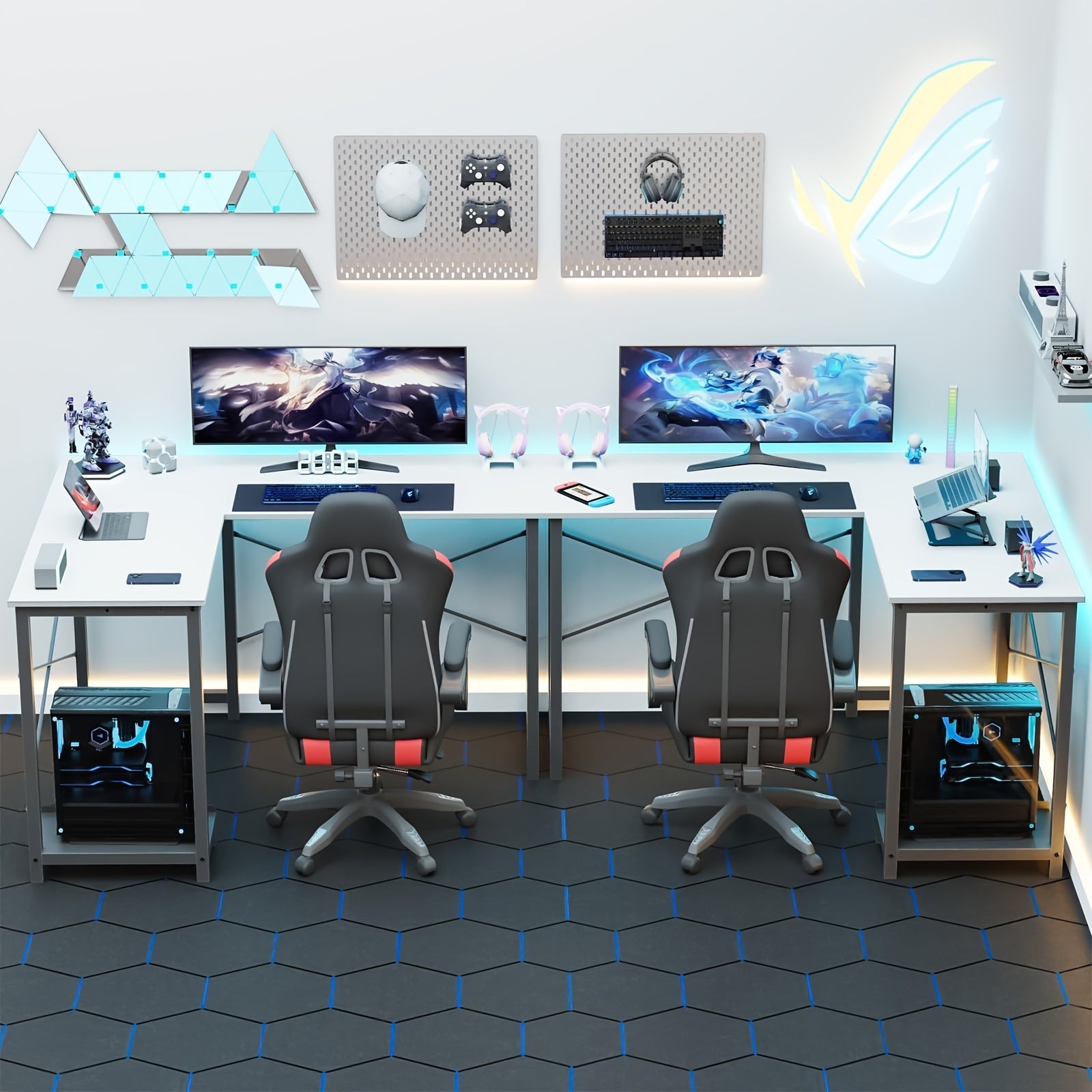 L-Shaped Corner Desk – 50" x 43", X-Brace Frame, Cloth Storage Bag, Reversible CPU Shelf | Home Office & Gaming