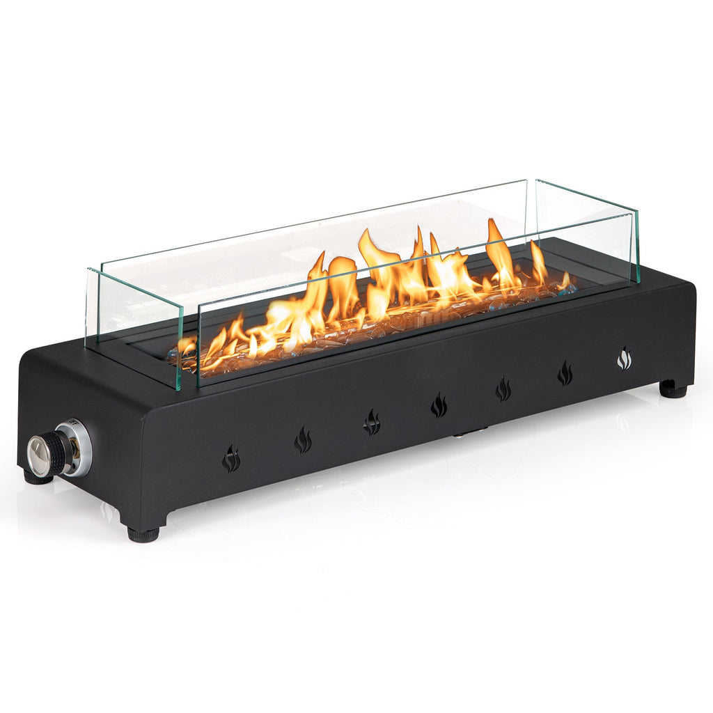 Portable Propane Tabletop Fire Pit with Wind Guard