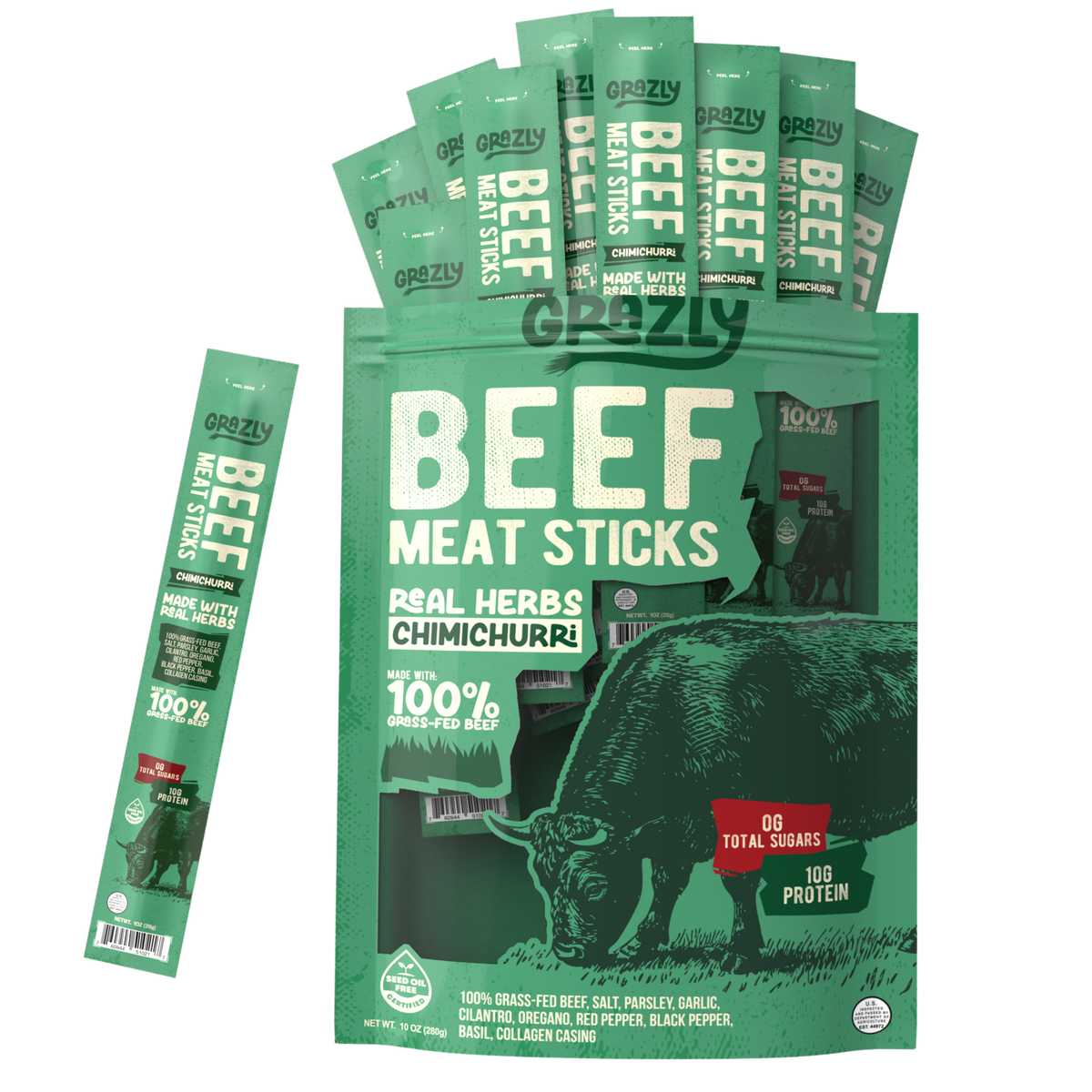 Grass-Fed Chimichurri Beef Meat Sticks