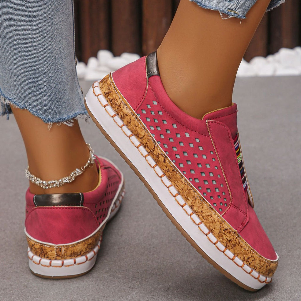 Slip-On Sneakers with Cork Trim Detail