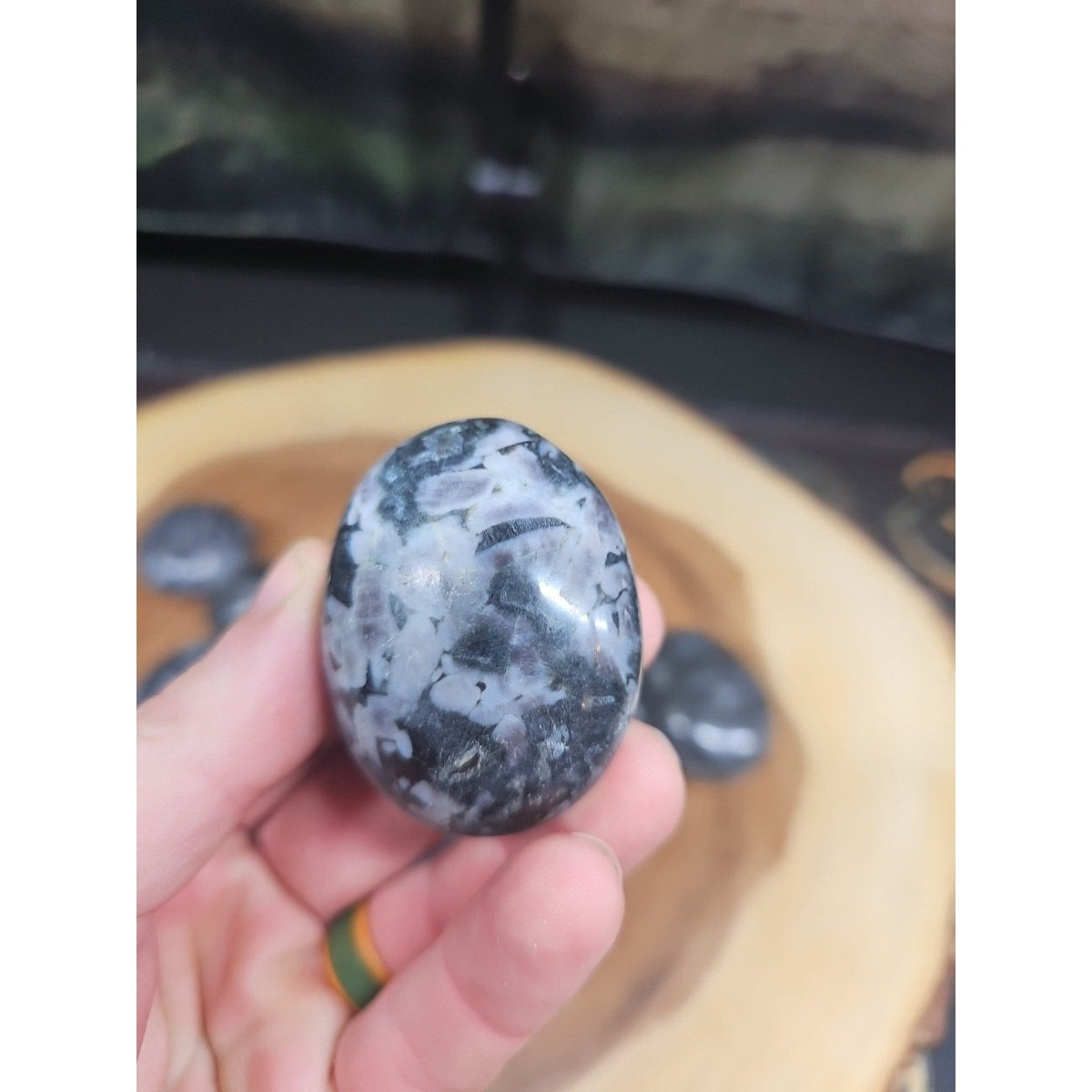 Polychrome Merlinite Gabbro Palm Stones — 5-Piece Set