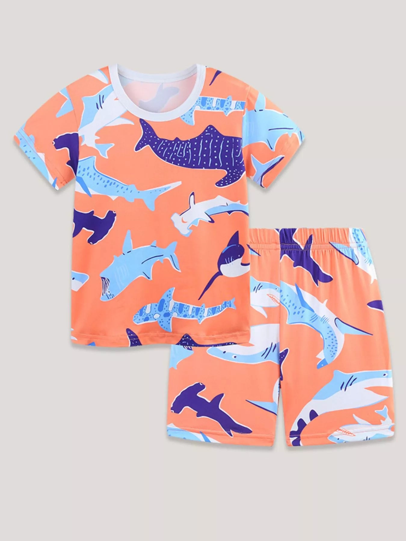 Kids' Shark Print Tee and Shorts Set