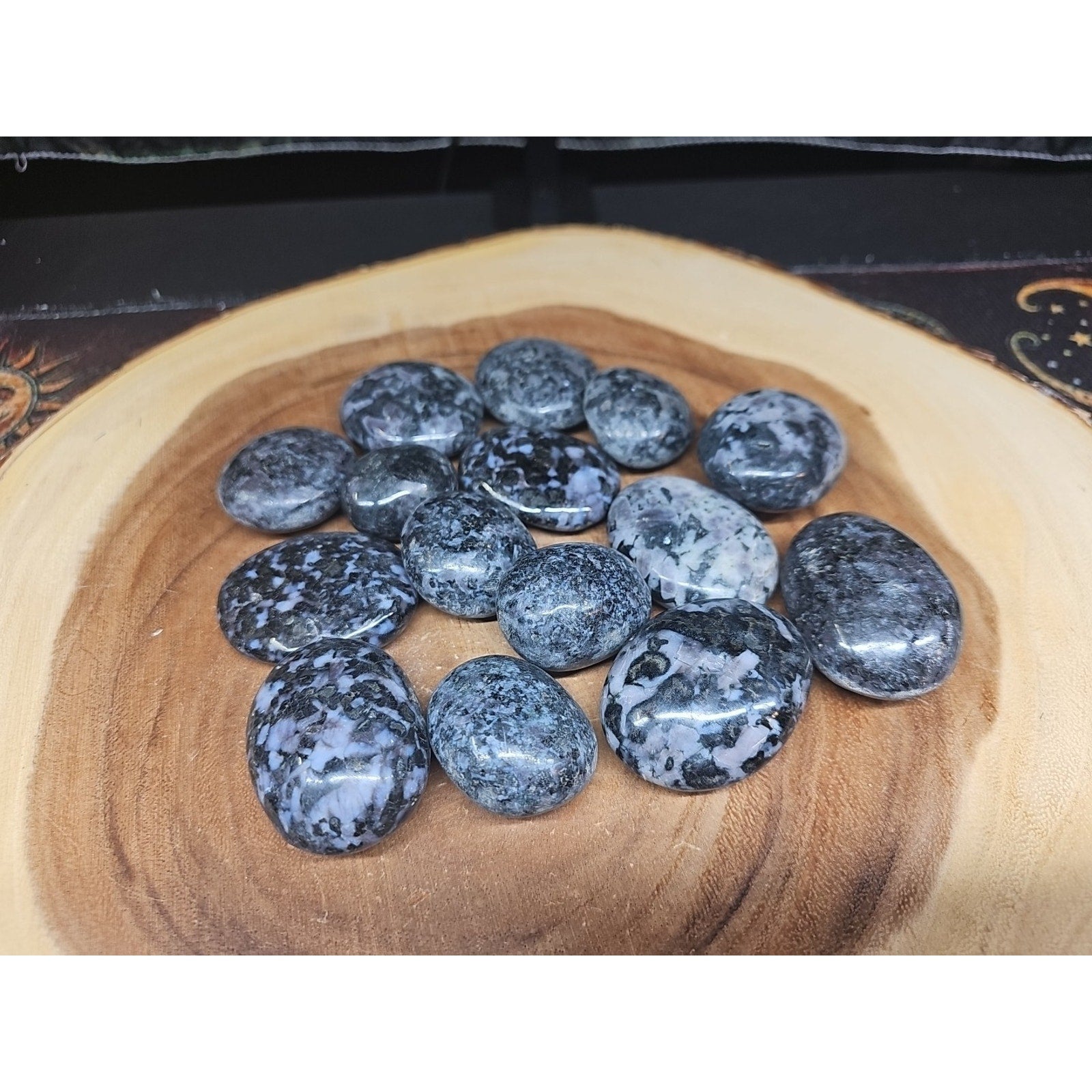 Polychrome Merlinite Gabbro Palm Stones — 5-Piece Set | Natural Crystal from Madagascar