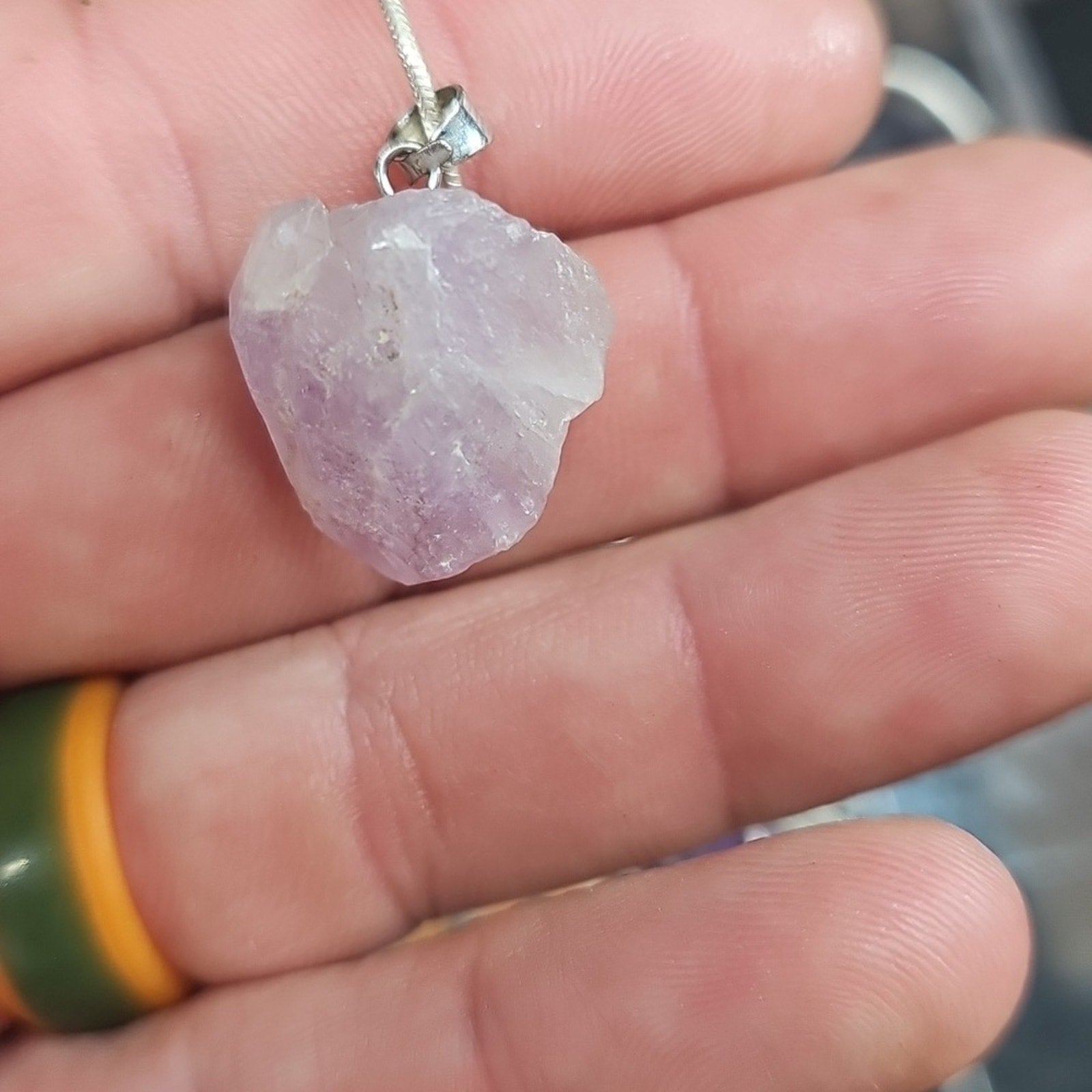 Purple Amethyst Pendant Necklace | Natural Stone & Silver Chain