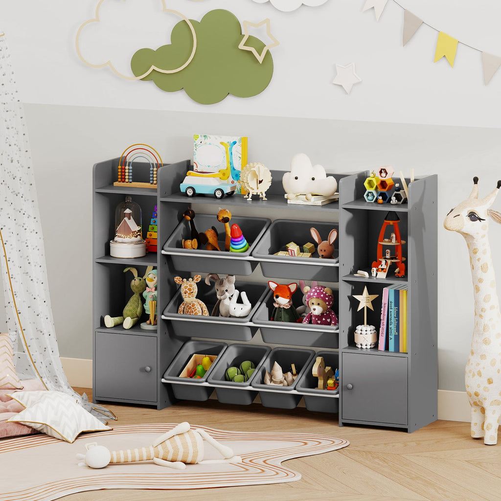 Kids Toy Storage Organizer with Bins, Cubbies & Cabinet Doors