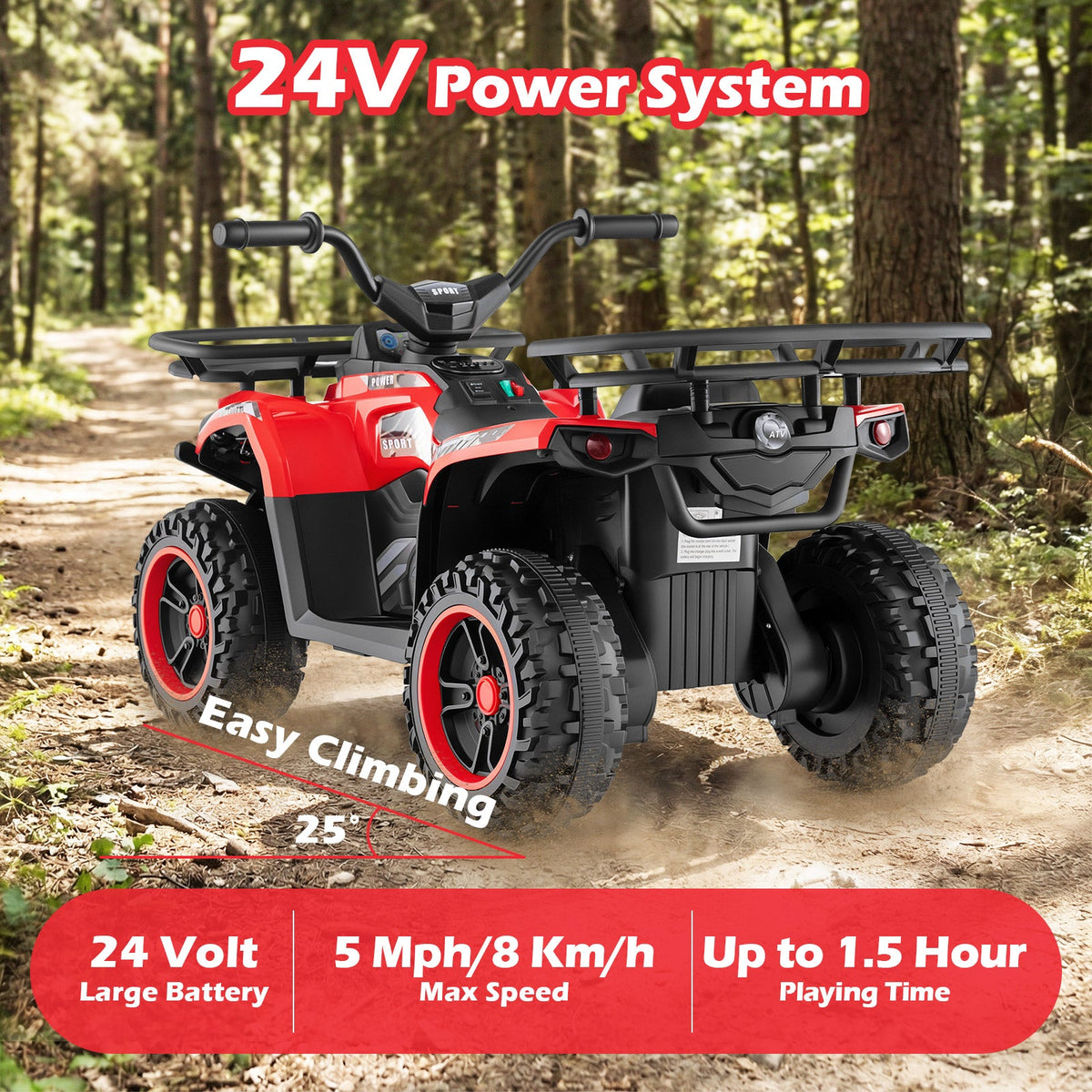 24V Electric Ride-On ATV Quad for Kids