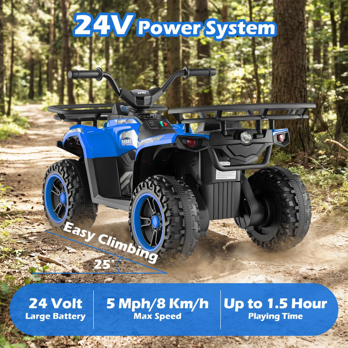 24V Electric Ride-On ATV Quad for Kids