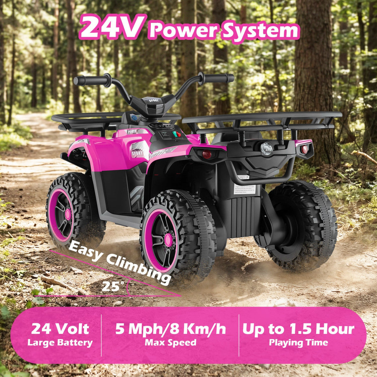 24V Electric Ride-On ATV Quad for Kids